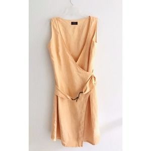 Asprey London | Linen Wrap Dress Womens Size US 10 Orange Sleeveless